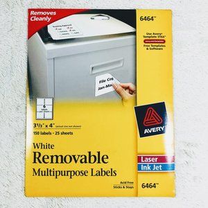 Avery Removable Labels, White, 6464